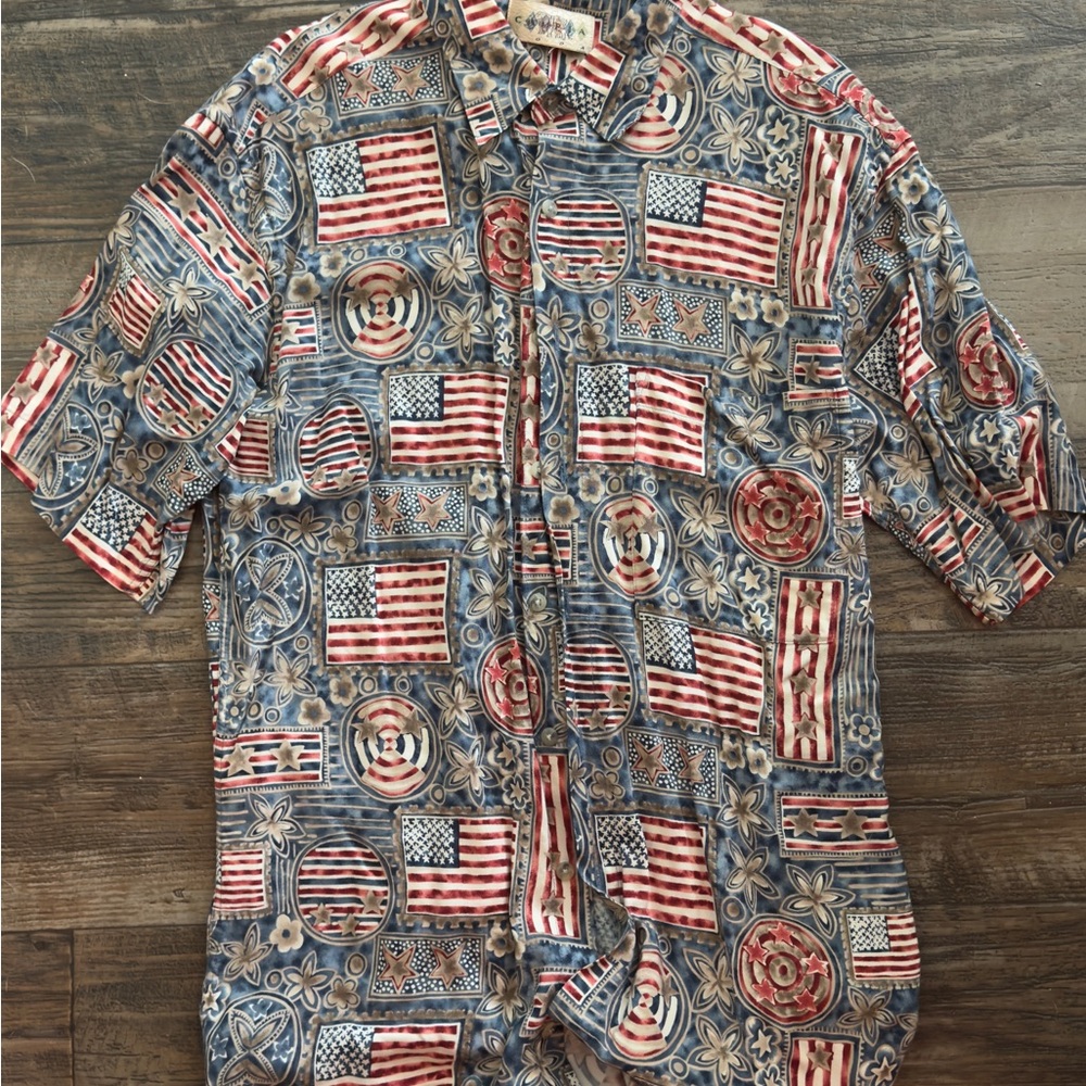 Ada Red, White, and Blue Patterned Men's Shirt